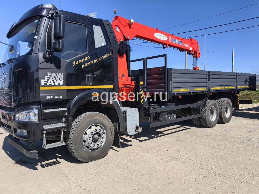 Автомобиль бортовой на шасси FAW 6х4 с КМУ Kanglim 2056